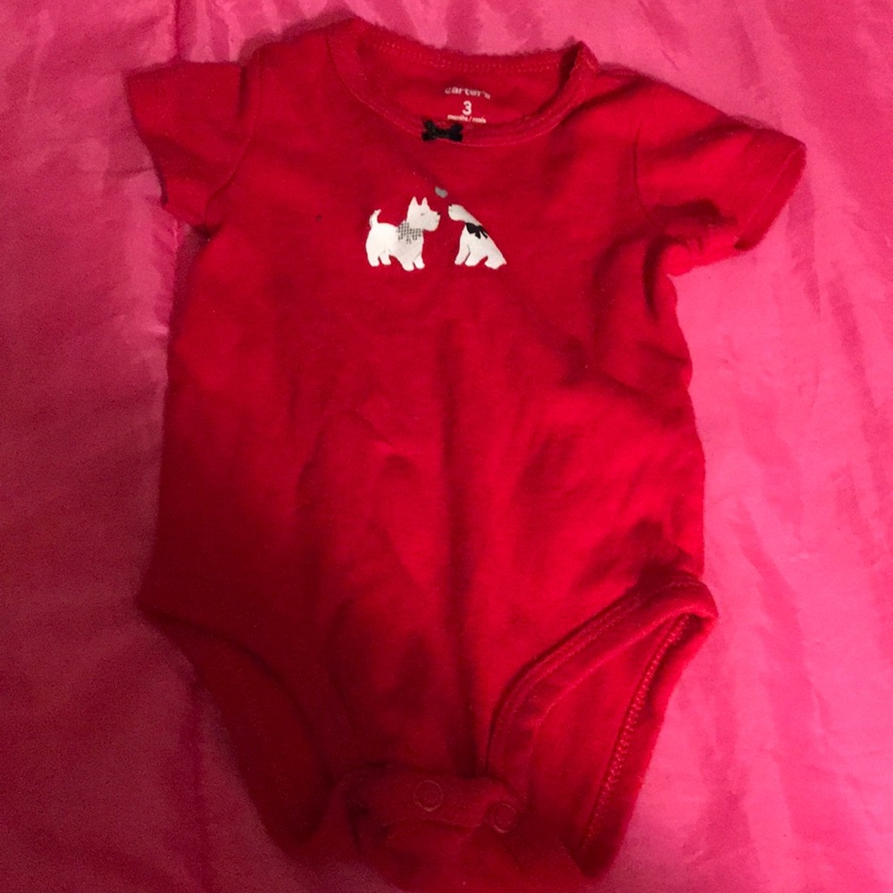 2 dogs baby onesie